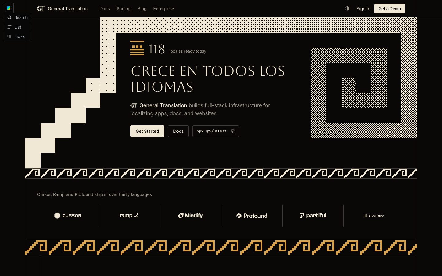 Stepped Fret, the first fold in the dark theme at 1440 pixels wide
